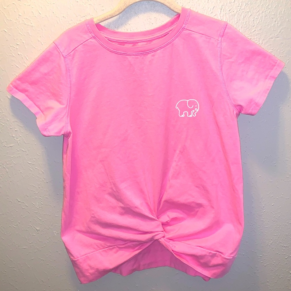 Pink Ivory Ella Knot Crop Top Tee Women’s Sz Medium